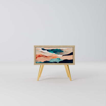 ABSTRACT LANDSCAPE Comodino in Effetto Rovere