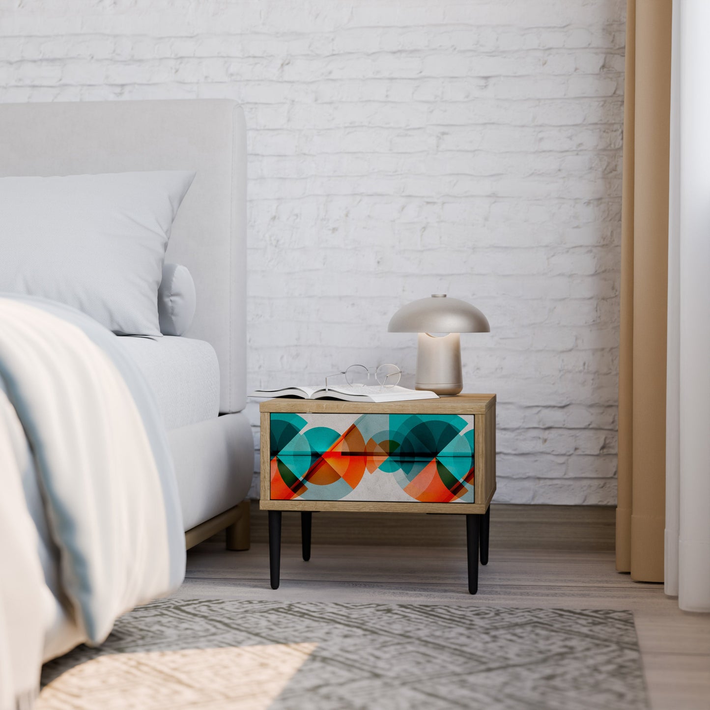 CIRCULAR RHAPSODY Comodino in Effetto Rovere