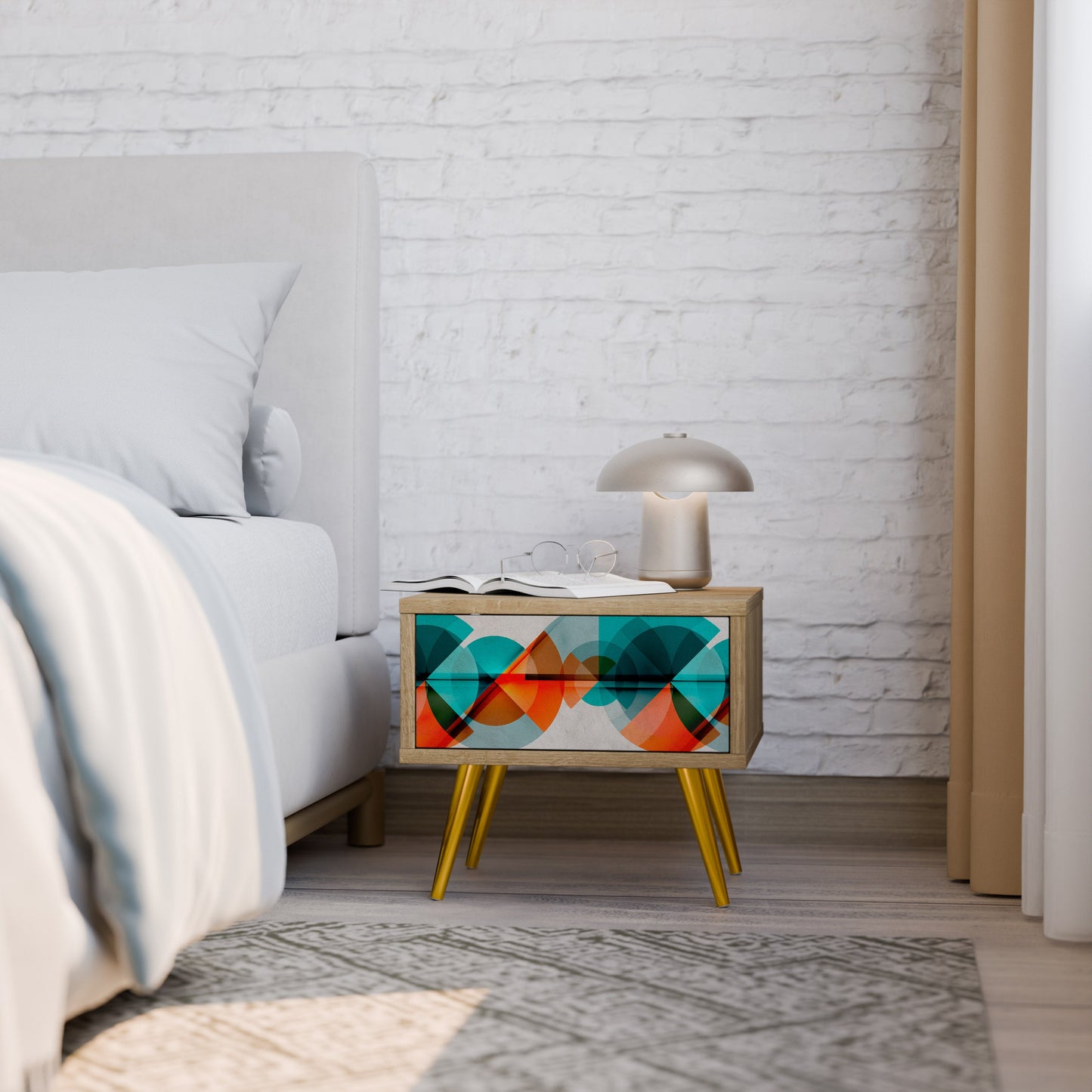 CIRCULAR RHAPSODY Comodino in Effetto Rovere