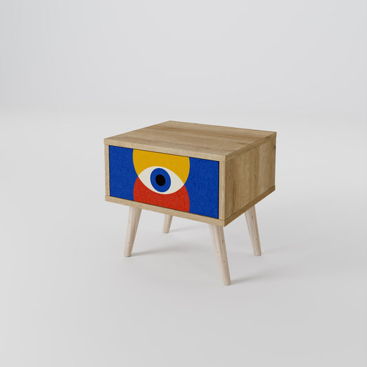 GEOMETRIC EYES Nightstand in Oak Effect