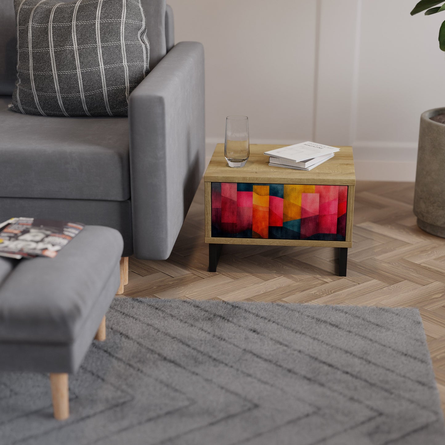 COLORFUL SOUNDS Comodino in Effetto Rovere