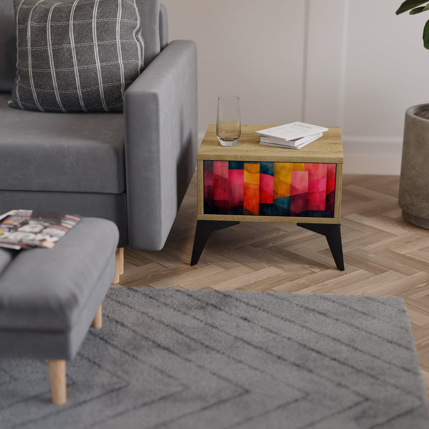 COLORFUL SOUNDS Comodino in Effetto Rovere