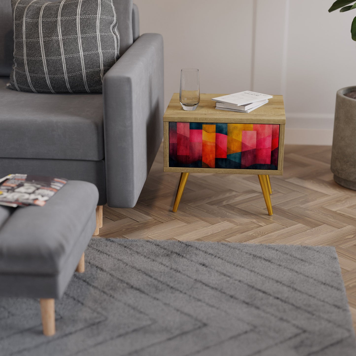 COLORFUL SOUNDS Comodino in Effetto Rovere