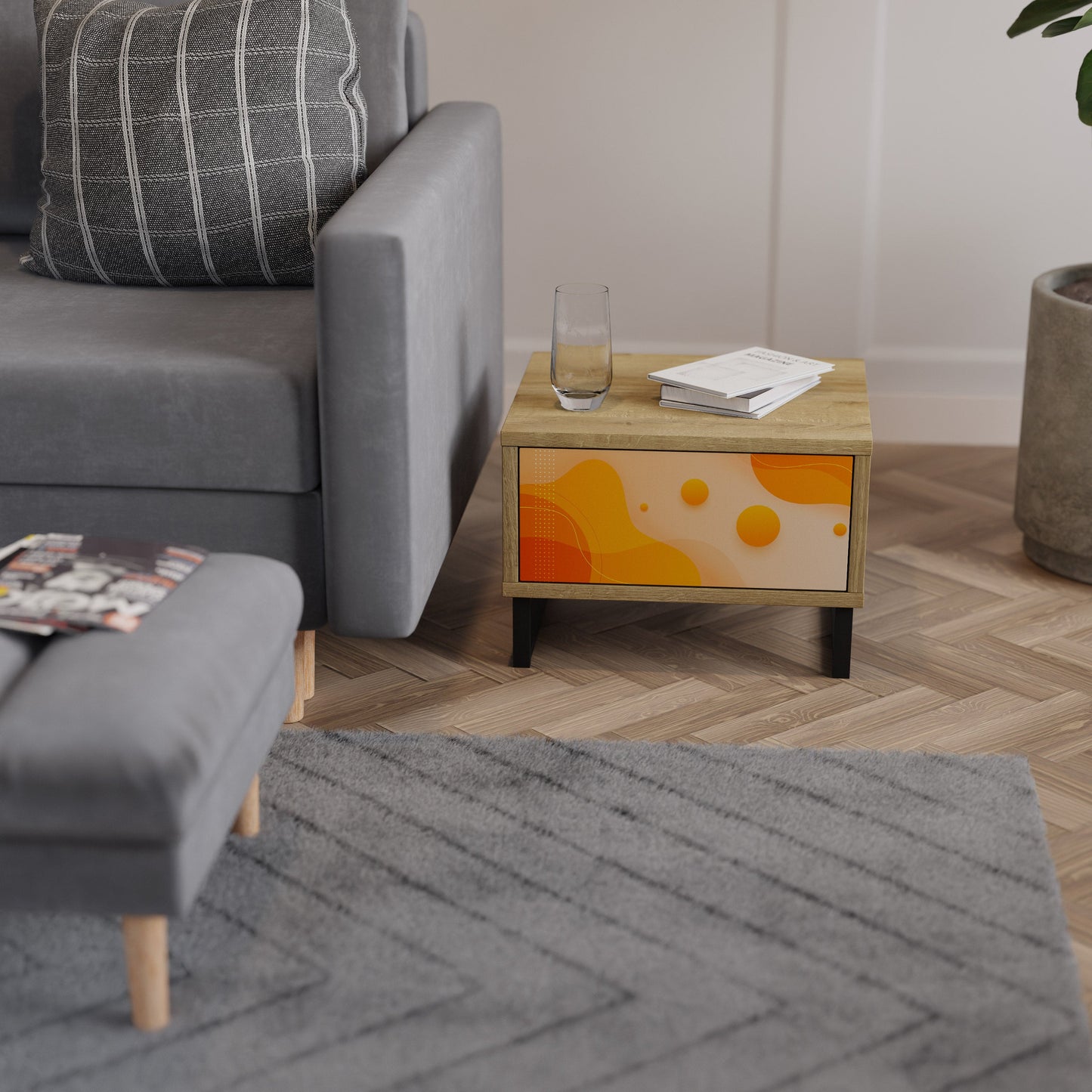 ORANGE ARRANGEMENT Comodino in Effetto Rovere