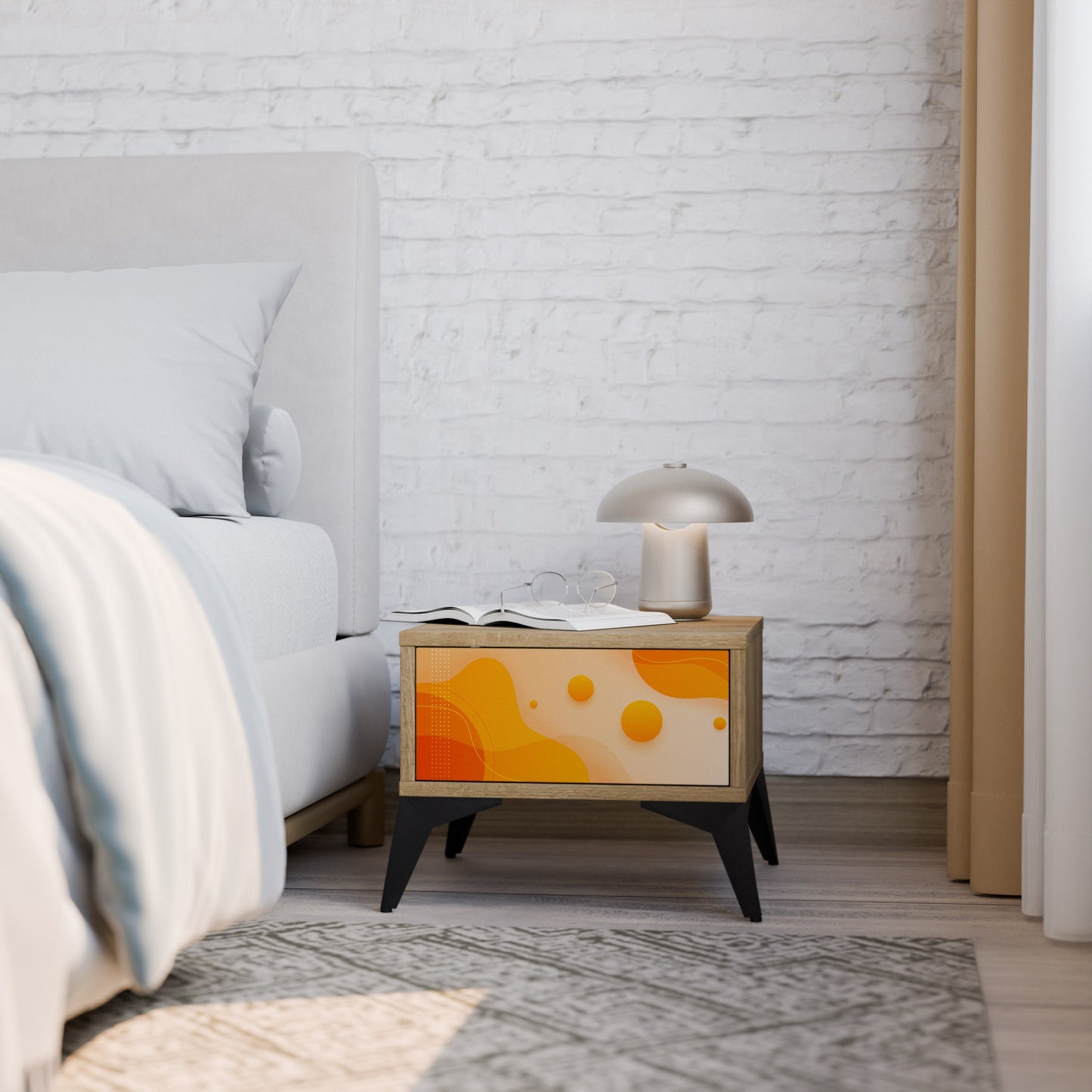 ORANGE ARRANGEMENT Comodino in Effetto Rovere