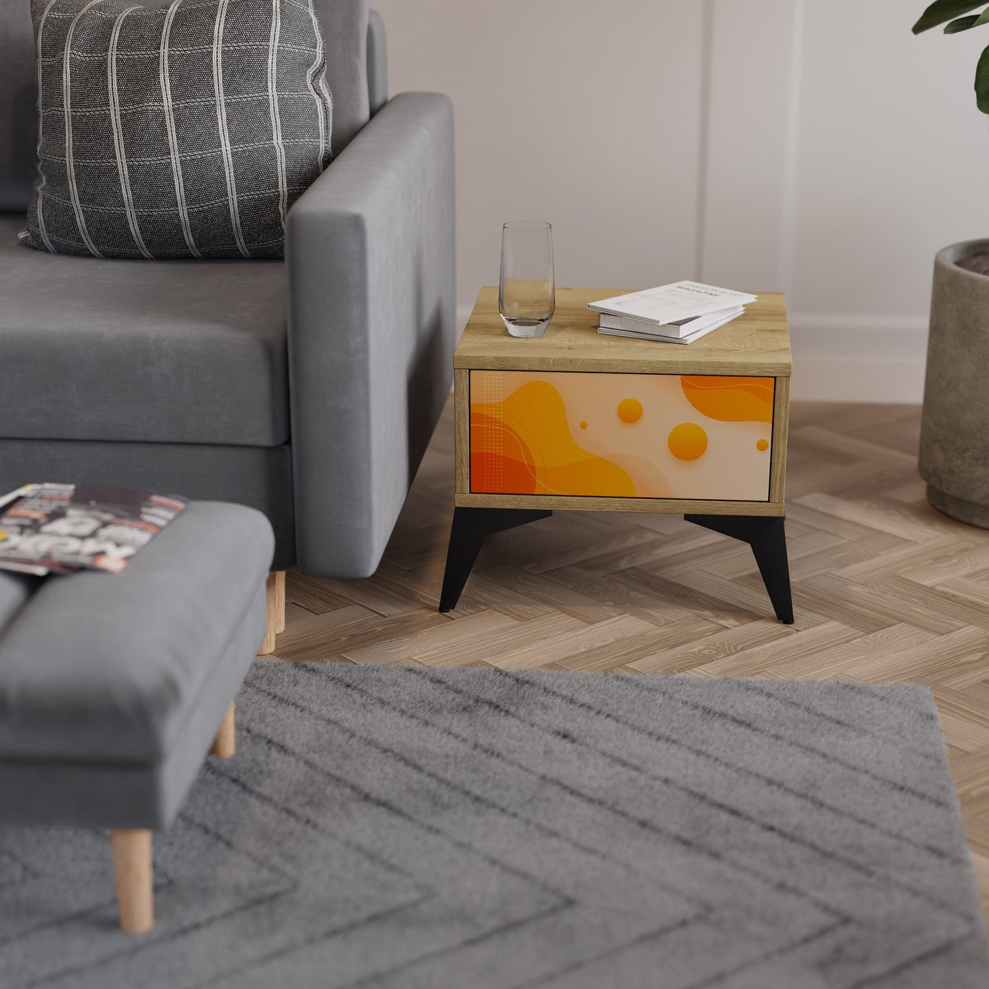 ORANGE ARRANGEMENT Comodino in Effetto Rovere