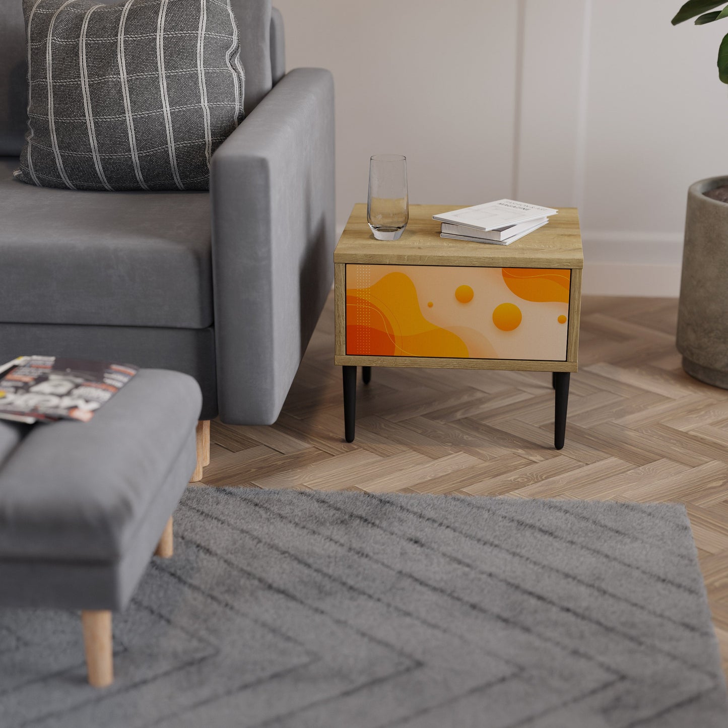 ORANGE ARRANGEMENT Comodino in Effetto Rovere