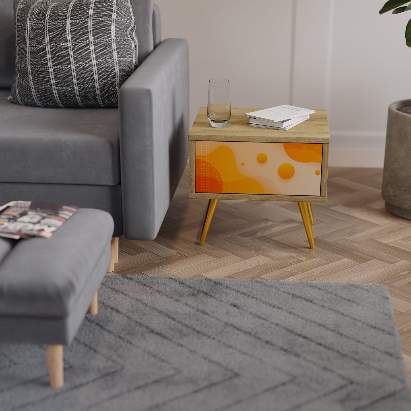 ORANGE ARRANGEMENT Comodino in Effetto Rovere