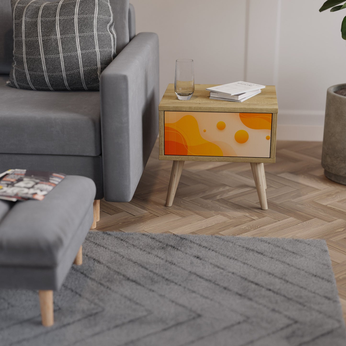 ORANGE ARRANGEMENT Comodino in Effetto Rovere