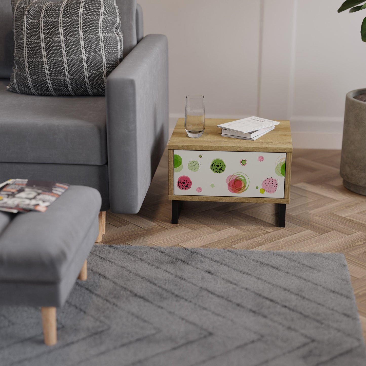 COLORFUL COSMOS Comodino in Effetto Rovere