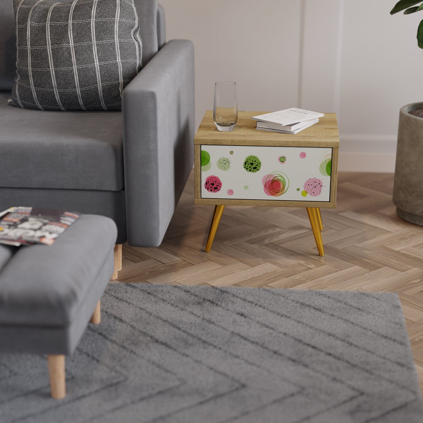 COLORFUL COSMOS Comodino in Effetto Rovere