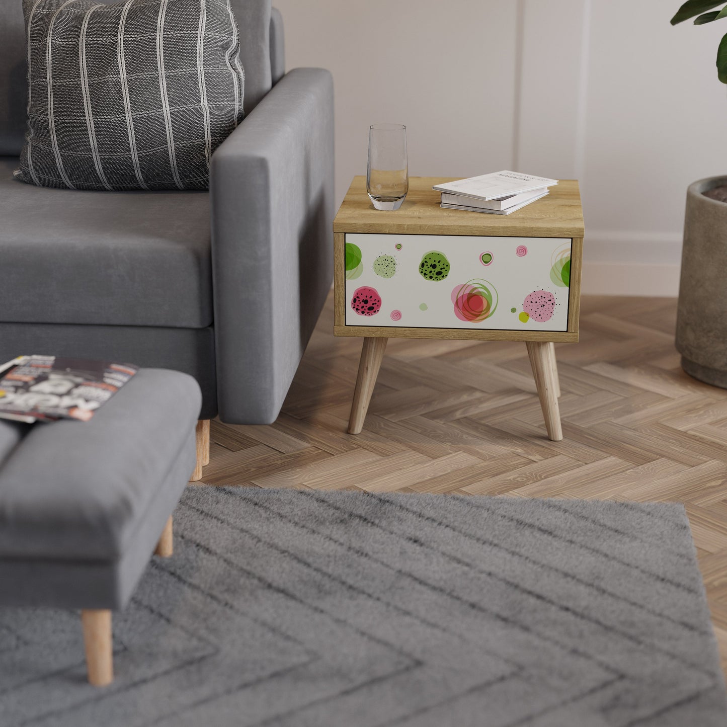 COLORFUL COSMOS Comodino in Effetto Rovere