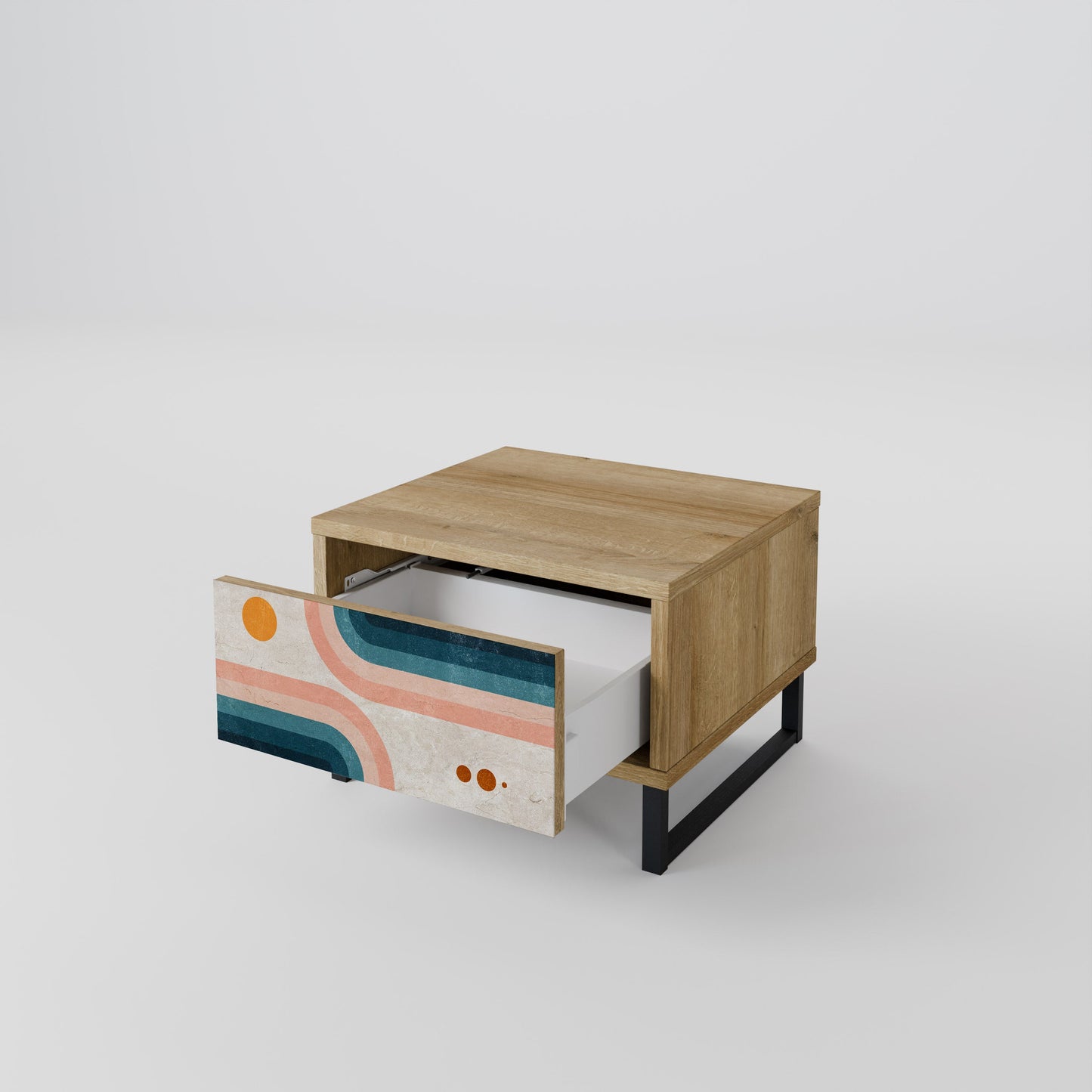 TWO HALVES Comodino in Effetto Rovere