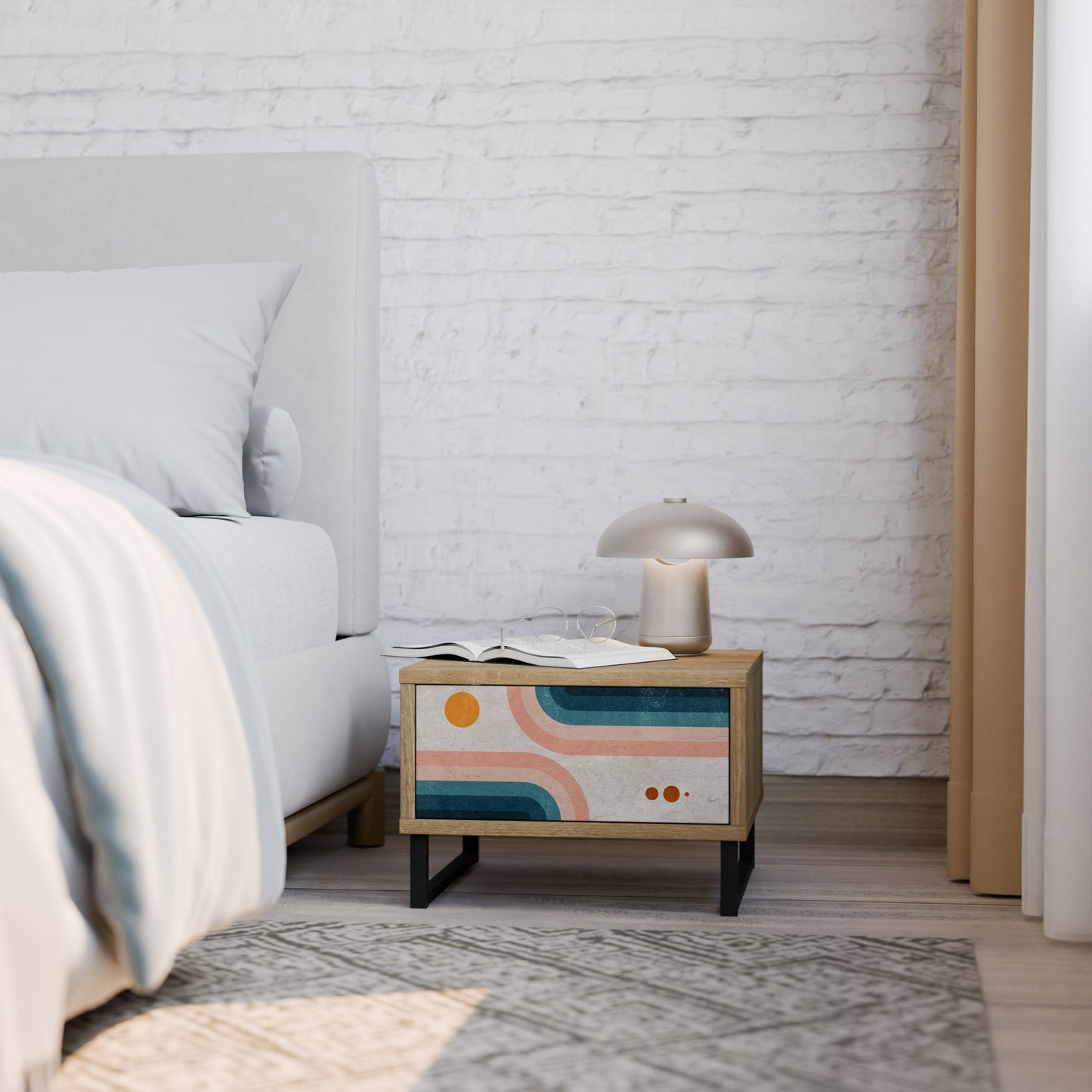 TWO HALVES Comodino in Effetto Rovere