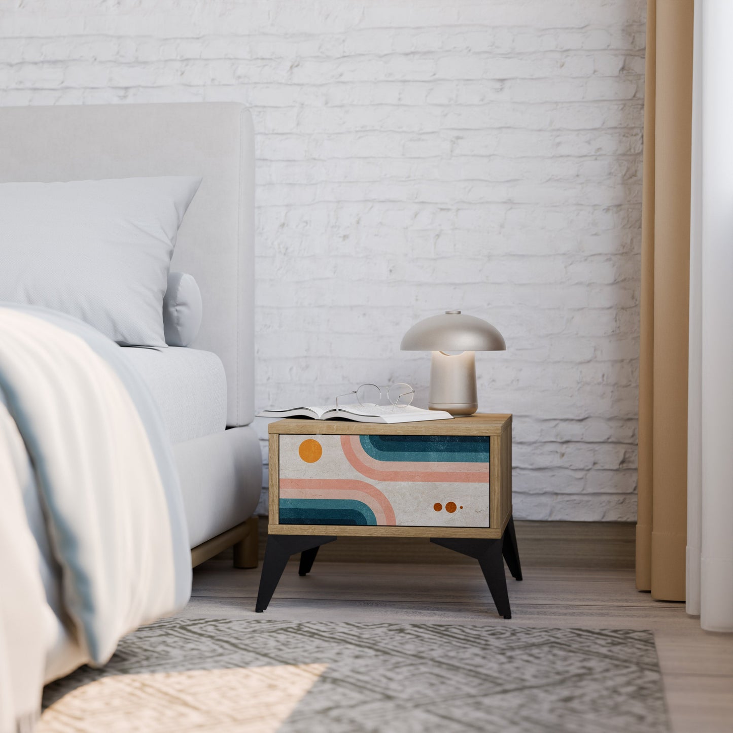 TWO HALVES Comodino in Effetto Rovere