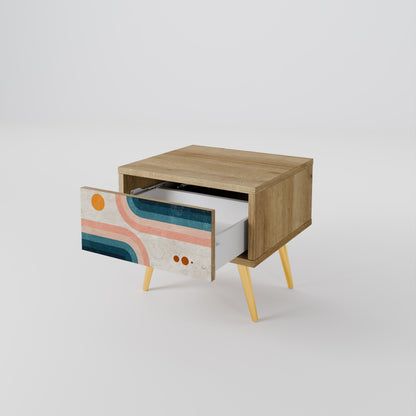 TWO HALVES Comodino in Effetto Rovere