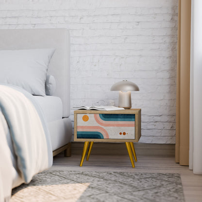 TWO HALVES Comodino in Effetto Rovere