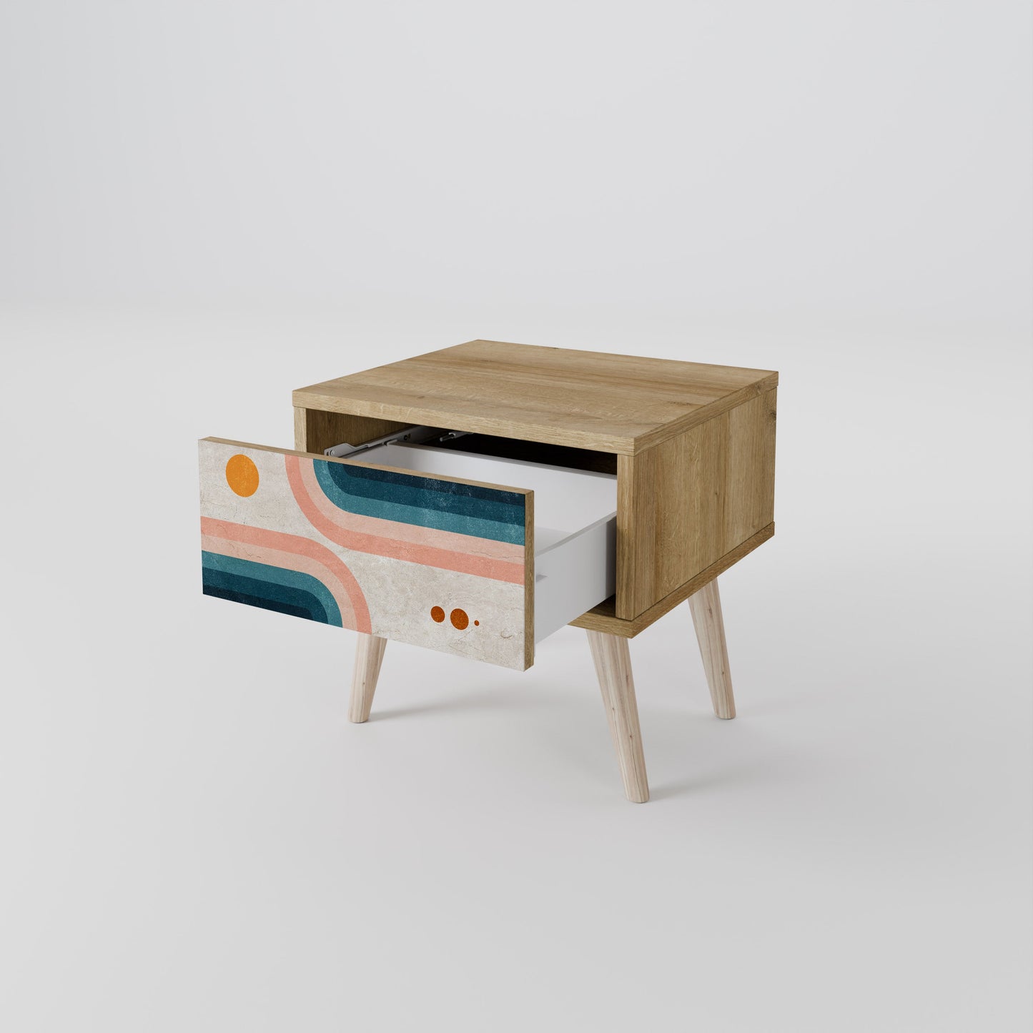 TWO HALVES Comodino in Effetto Rovere