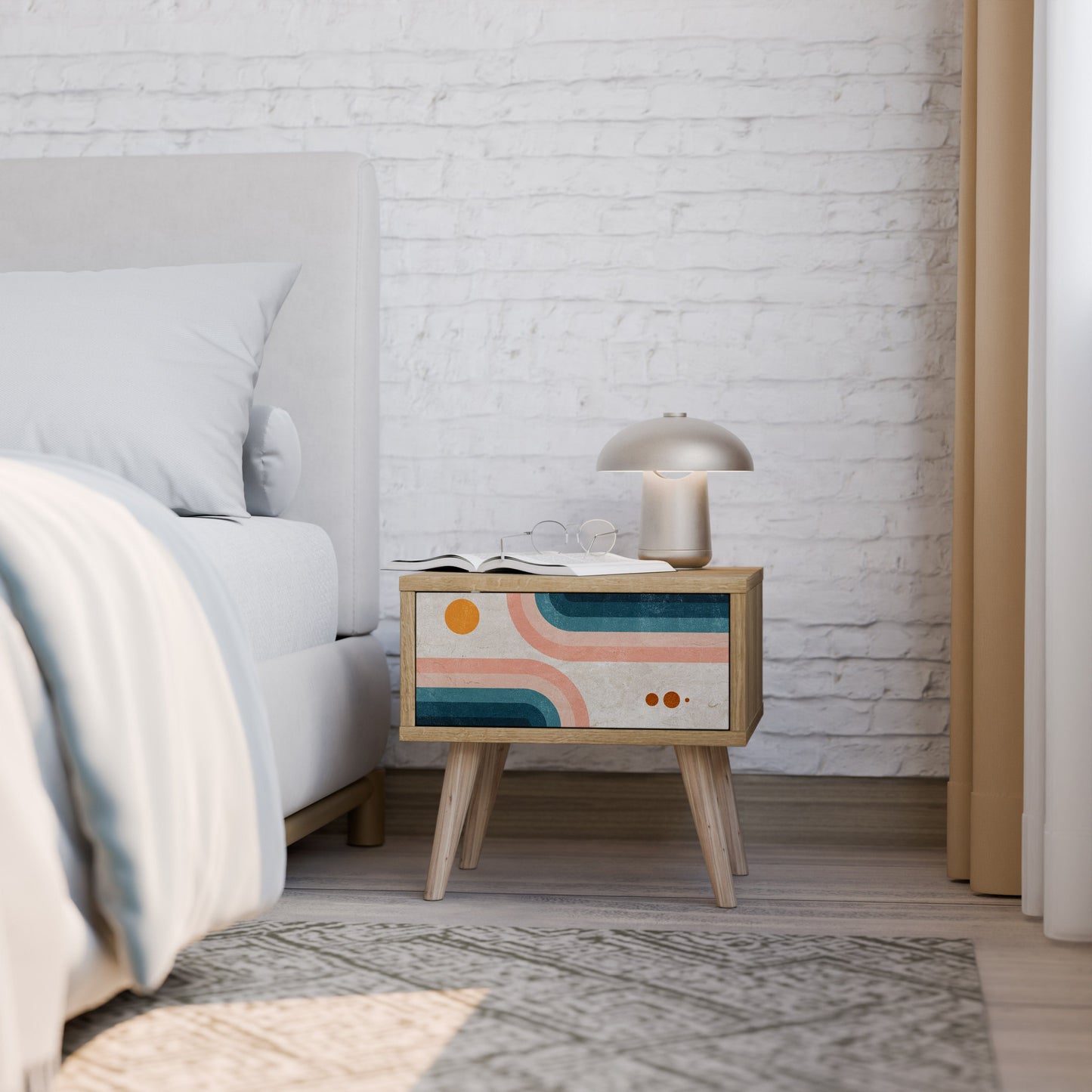 TWO HALVES Comodino in Effetto Rovere