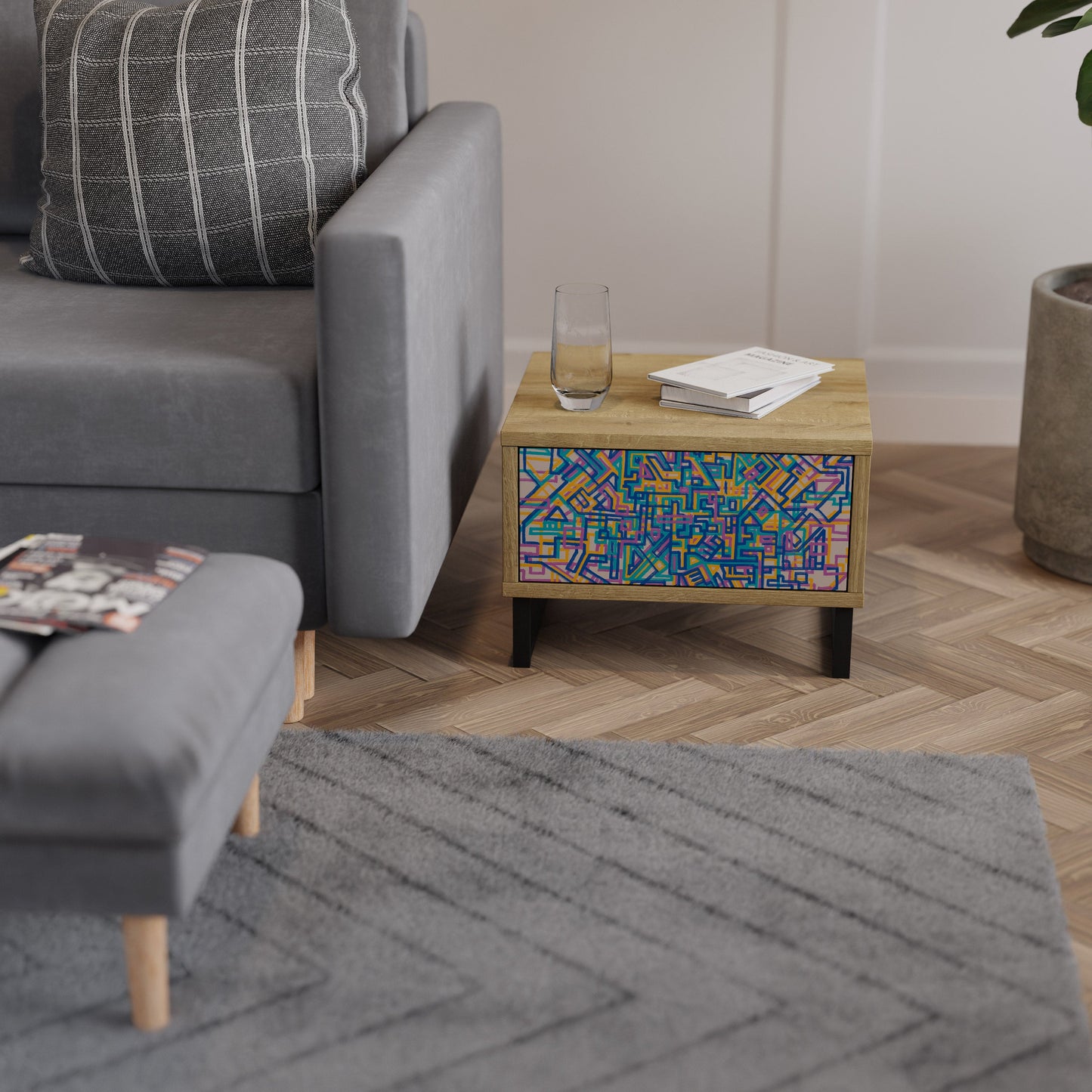 MEMORIES MAP Comodino in Effetto Rovere