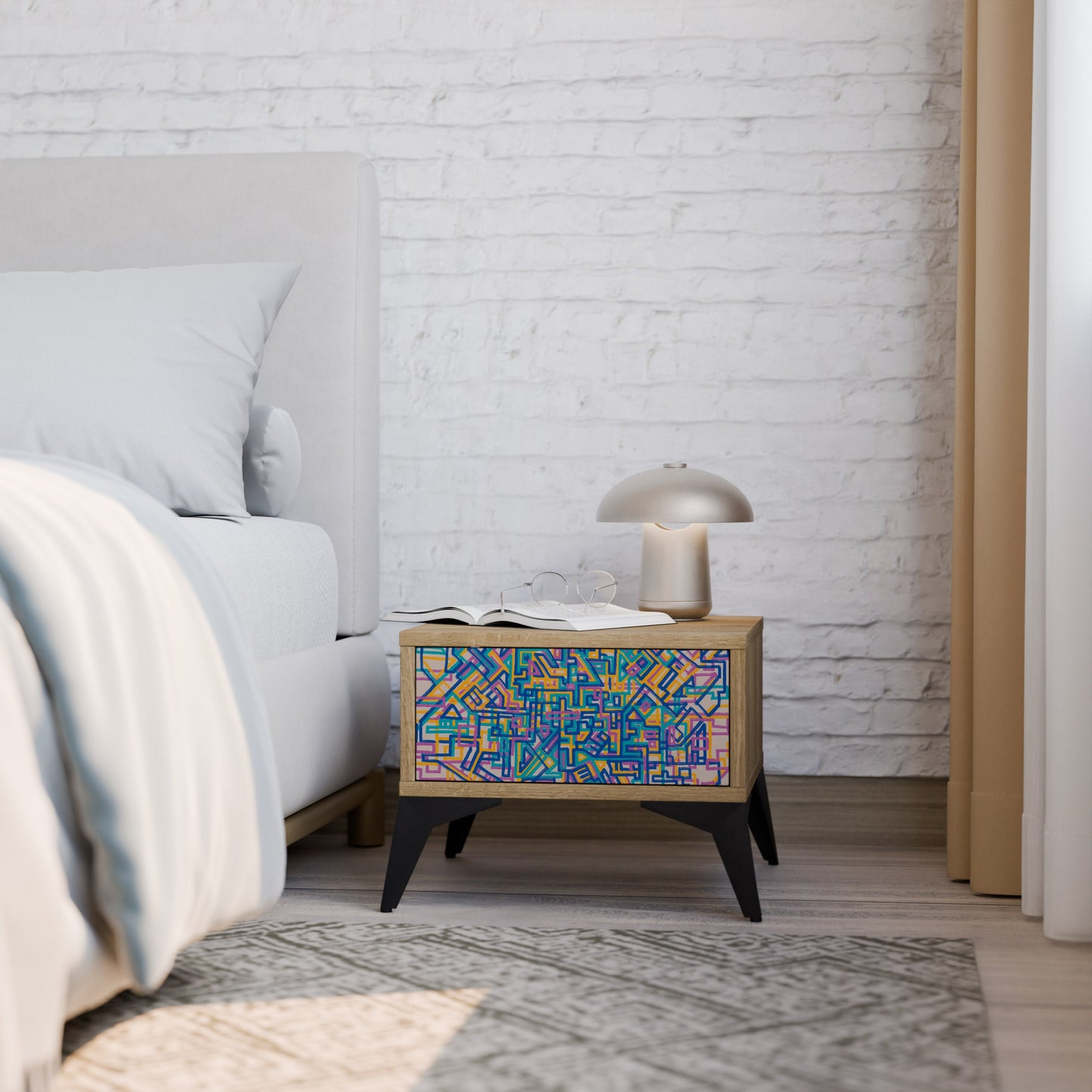 MEMORIES MAP Comodino in Effetto Rovere