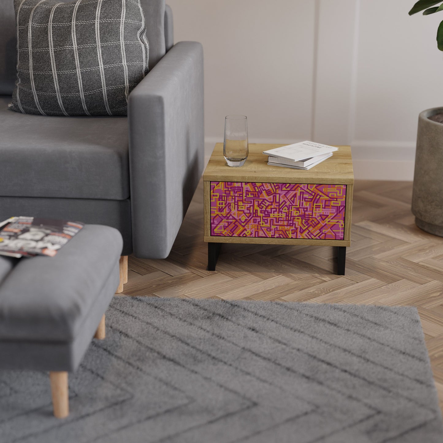 LOVELY MEMORIES Comodino in Effetto Rovere