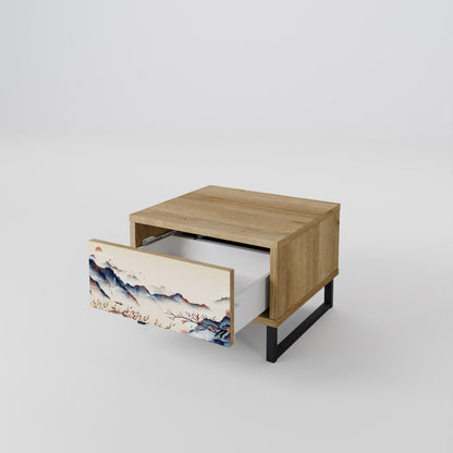JAPANESE LANDSCAPE Comodino in Effetto Rovere