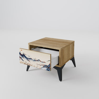 JAPANESE LANDSCAPE Comodino in Effetto Rovere