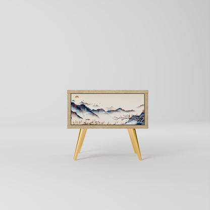 JAPANESE LANDSCAPE Comodino in Effetto Rovere