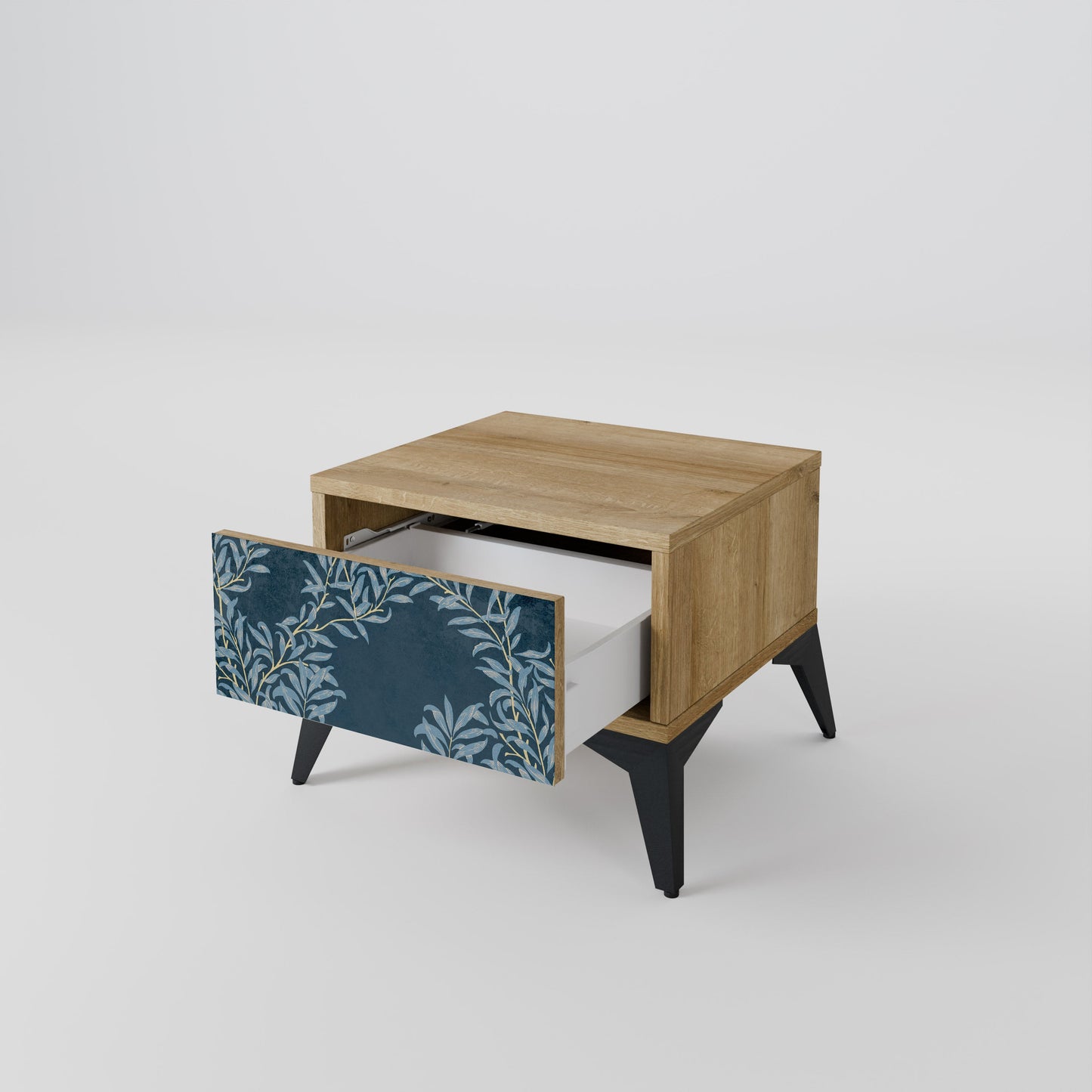 BLUE LEAVES Comodino in Effetto Rovere