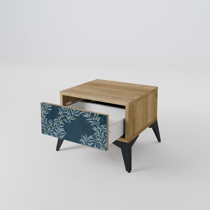 BLUE LEAVES Comodino in Effetto Rovere
