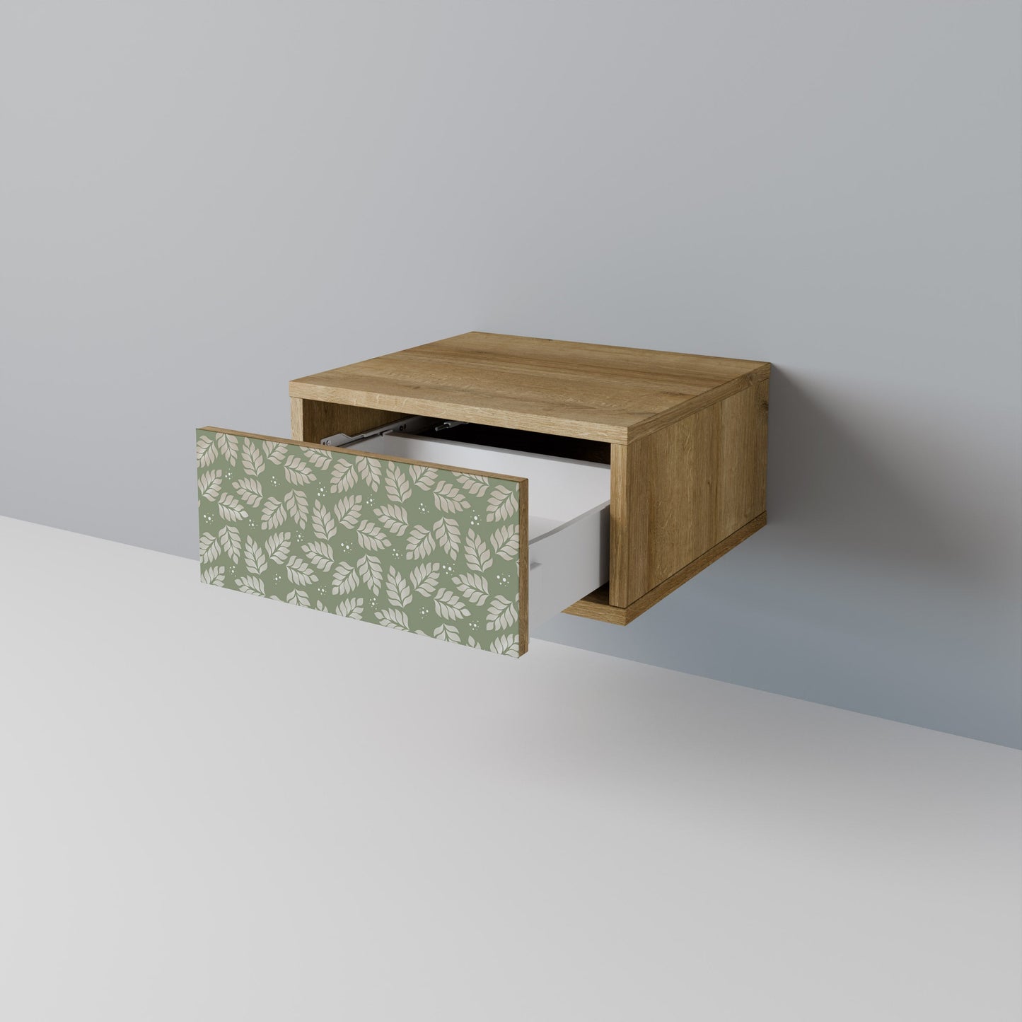 LEAVES ON GREEN Comodino in Effetto Rovere