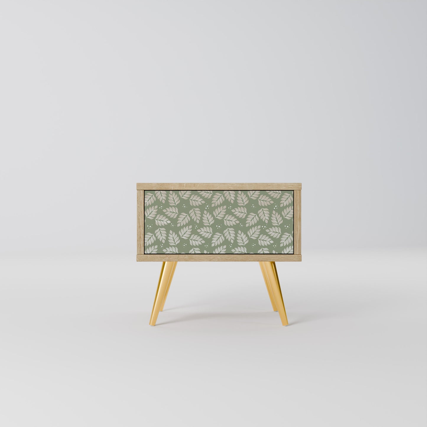 LEAVES ON GREEN Comodino in Effetto Rovere