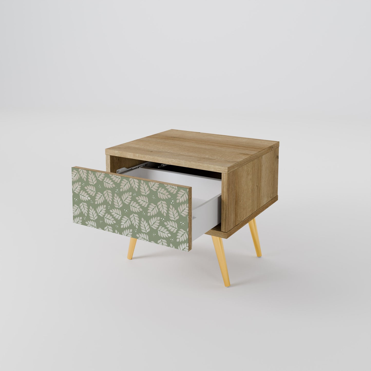 LEAVES ON GREEN Comodino in Effetto Rovere