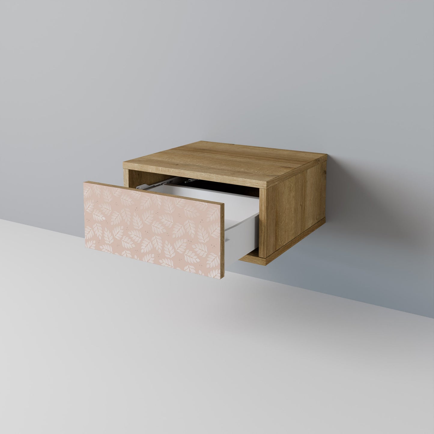 LEAVES ON BEIGE Comodino in Effetto Rovere