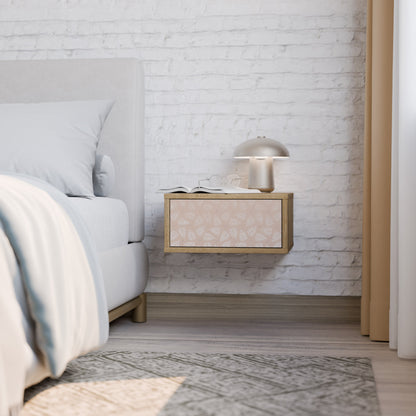 LEAVES ON BEIGE Comodino in Effetto Rovere