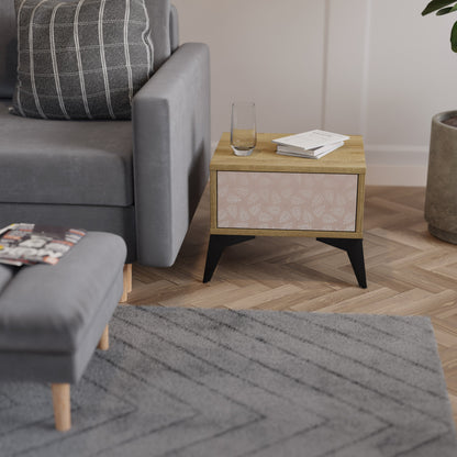 LEAVES ON BEIGE Comodino in Effetto Rovere