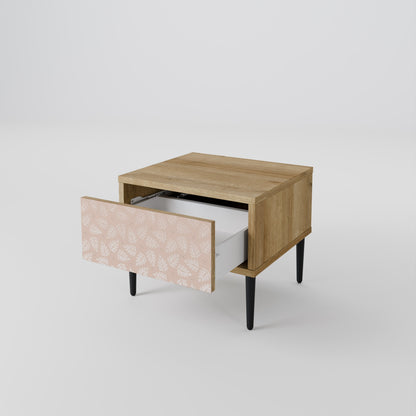 LEAVES ON BEIGE Comodino in Effetto Rovere