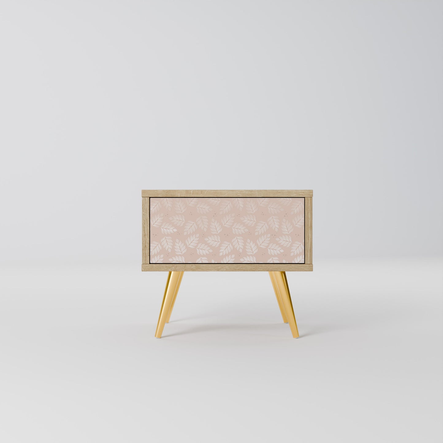 LEAVES ON BEIGE Comodino in Effetto Rovere