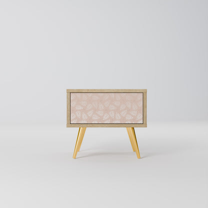 LEAVES ON BEIGE Comodino in Effetto Rovere