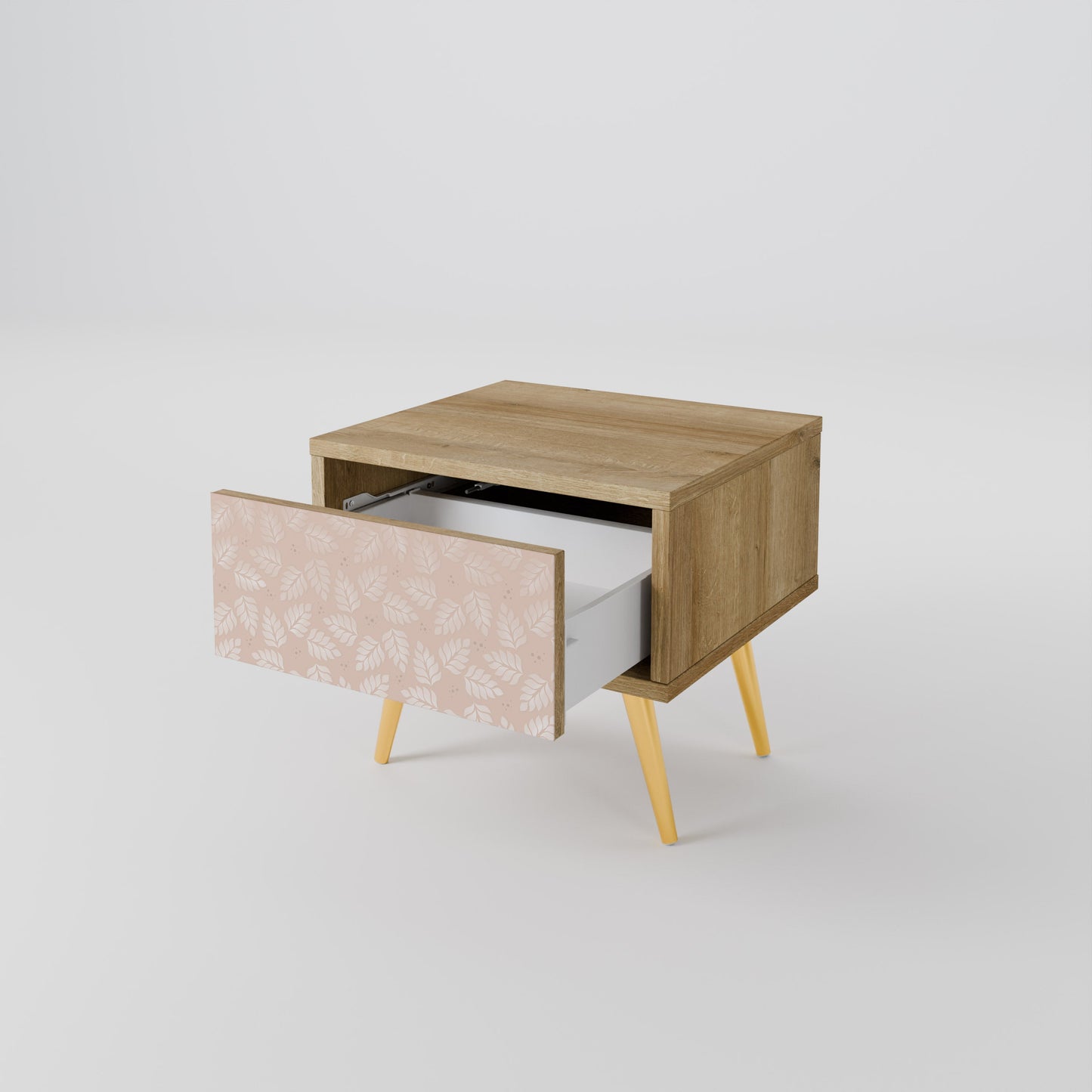 LEAVES ON BEIGE Comodino in Effetto Rovere