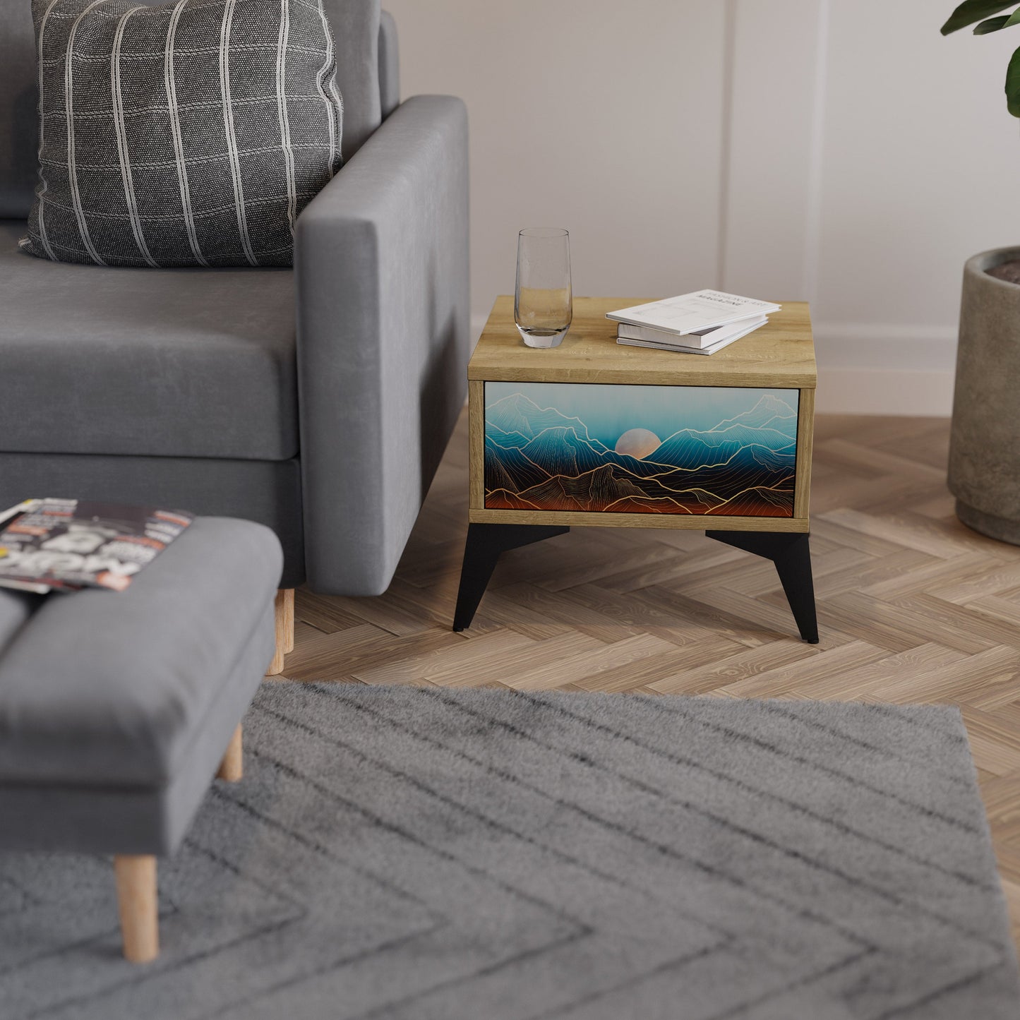 LUNAR SECRETS Comodino in Effetto Rovere