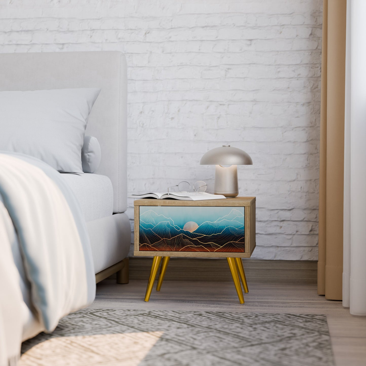 LUNAR SECRETS Comodino in Effetto Rovere