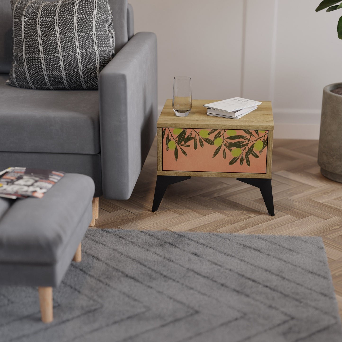 JUICY OLIVES Comodino in Effetto Rovere