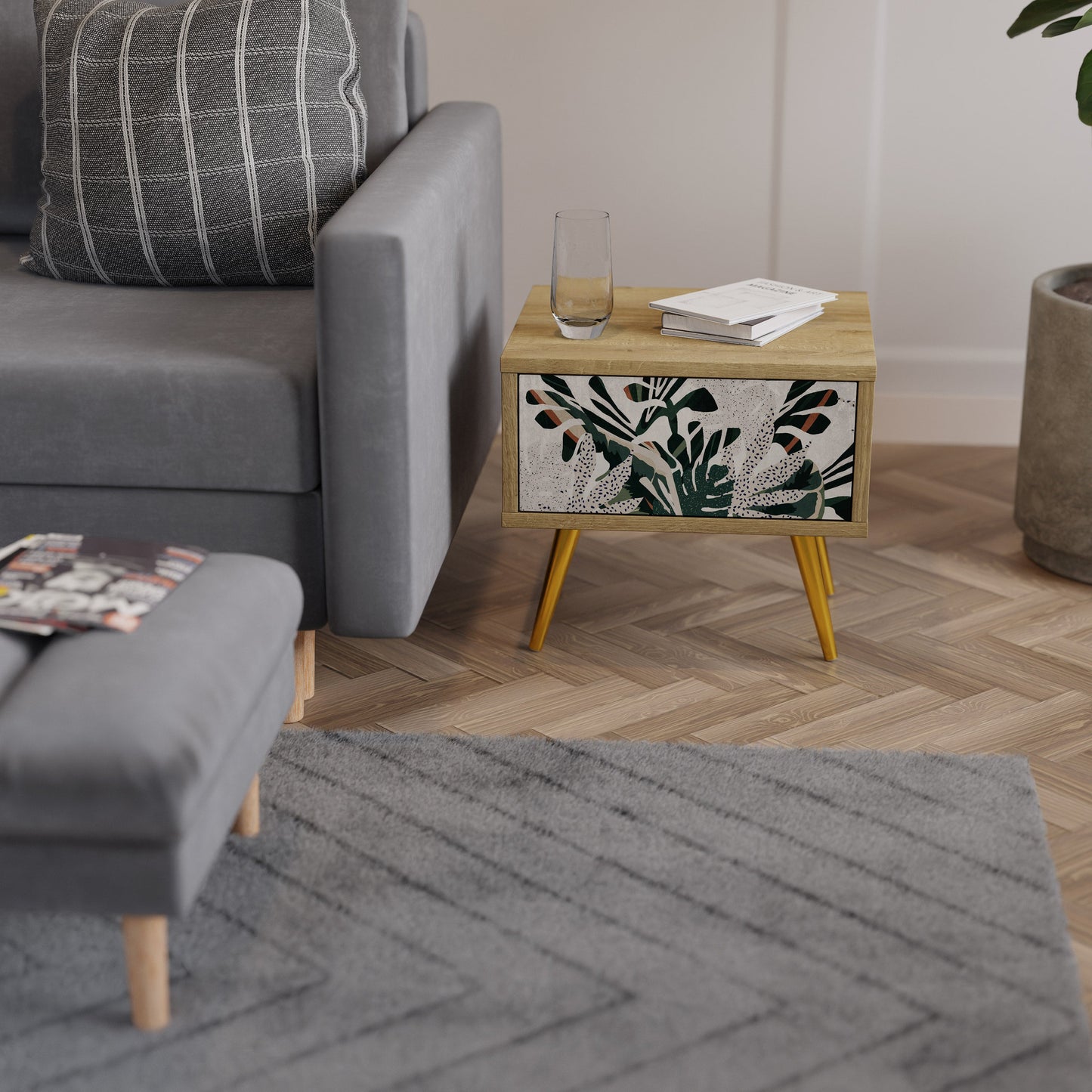 VERDURE FORMATION Nightstand in Oak Effect