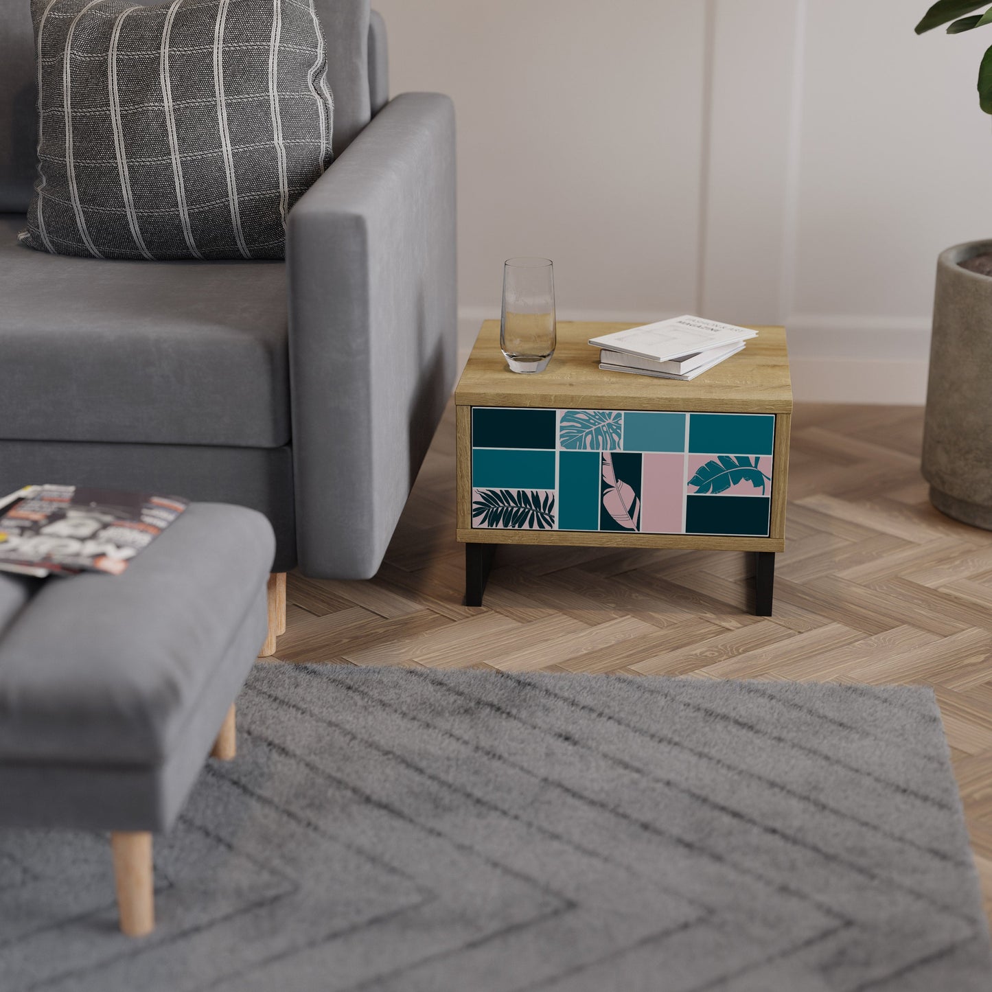 COMBINATION OF SHAPES Comodino in Effetto Rovere