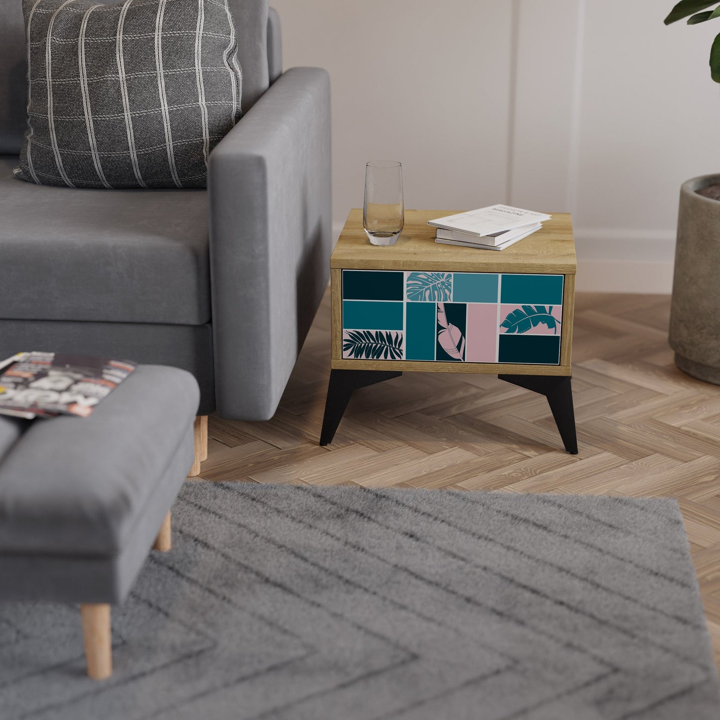 COMBINATION OF SHAPES Comodino in Effetto Rovere