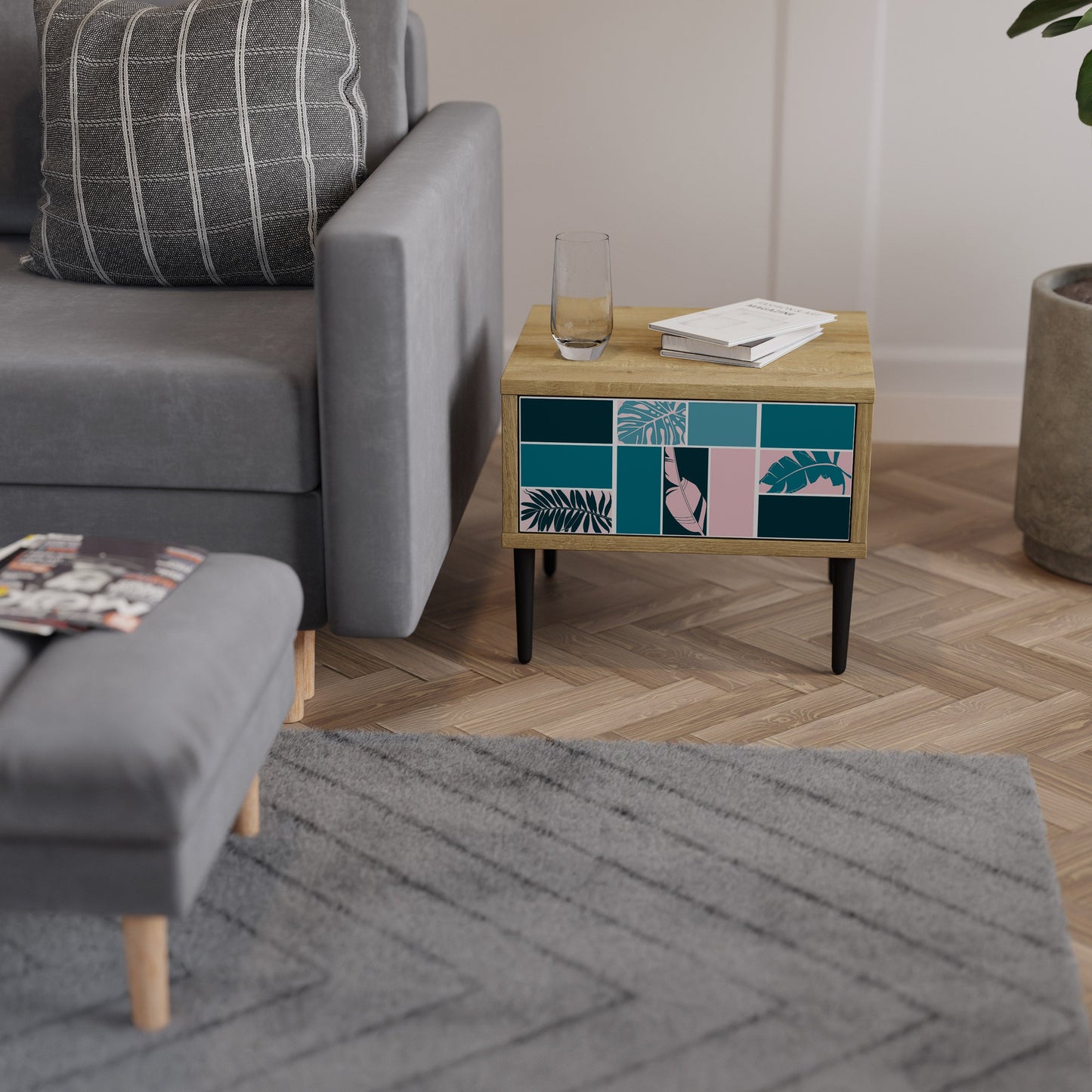 COMBINATION OF SHAPES Comodino in Effetto Rovere