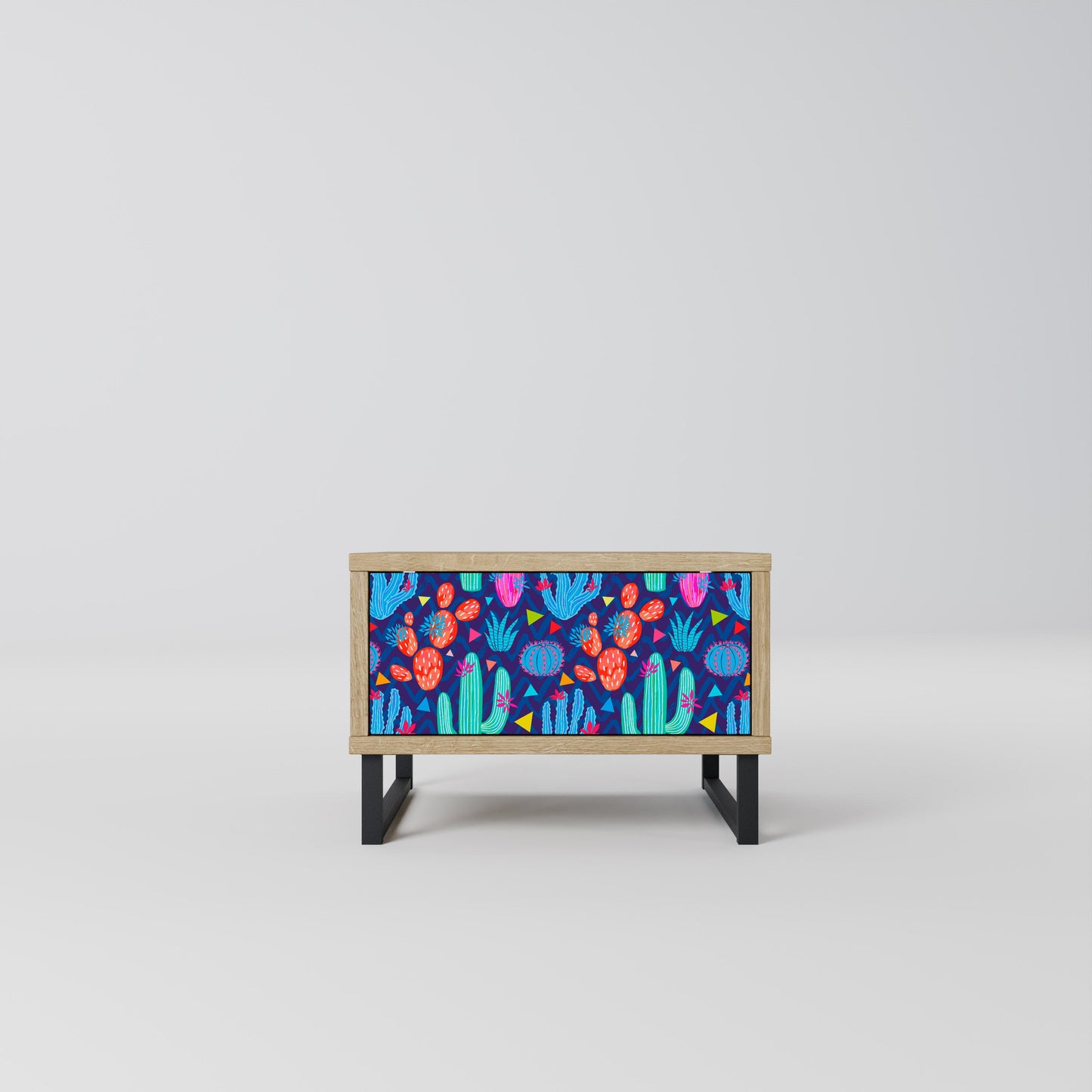 CACTUS VIBES Nightstand in Oak Effect