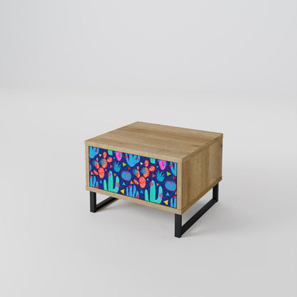 CACTUS VIBES Nightstand in Oak Effect